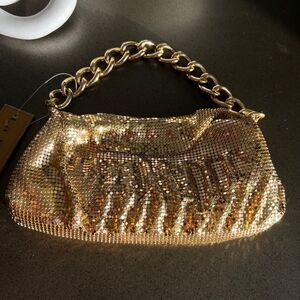 LA REGALE Vintage Gold Mesh Mini Evening Bag